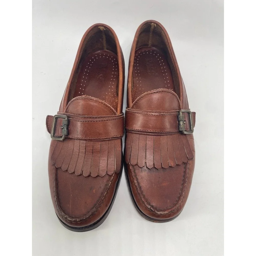 Vintage G.H. Bass Shoes Mens Size 9.5 M Kiltie Loafers Leather 90s Fringe Buckle